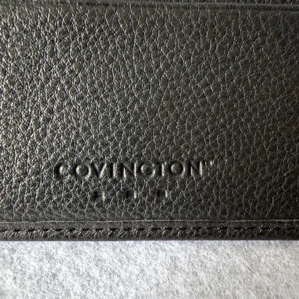 Covington Men's Black Pebbled Leather Bifold Wallet, ID and Card Slots, Billfold